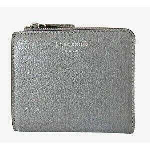 New Kate Spade Eva small L-zip Bifold wallet Nimbus Grey